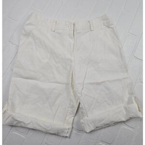 New York & Company White Linen Blend Bermuda Roll up Shorts Size 8